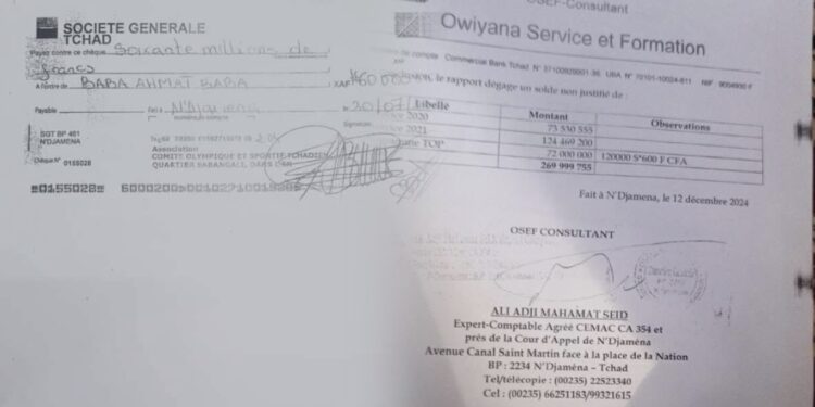 Tchad : Un chèque révélateur expose un vaste scandale financier au sein du COST
