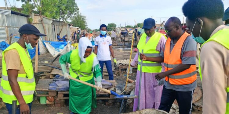 N’Djaména : L&rsquo;AJED donne un coup de balai au marché de Farcha Djougoulier