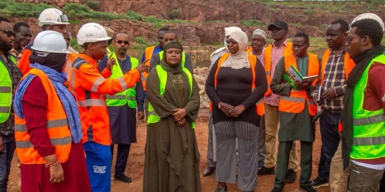 Hadjer Lamis : La Secrétaire d&rsquo;État en mission d&rsquo;inspection sur les différents sites des carrières