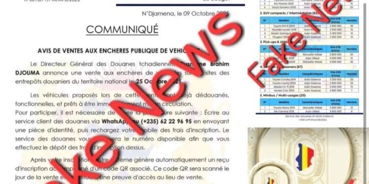 Tchad : Alerte à l’usurpation d’identité numérique, la DGDDI met en garde contre une page frauduleuse sur les réseaux sociaux