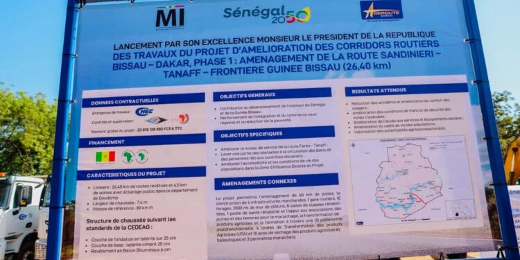 Sénégal : Lancement des travaux d&rsquo;aménagement de la route Sandiniéry – Tanaff – Frontière Guinée-Bissau