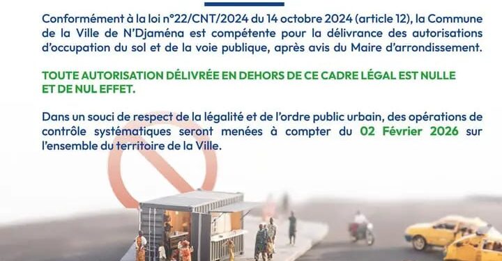 ​N&rsquo;Djaména : Mise en demeure pour la régularisation des occupations du domaine public